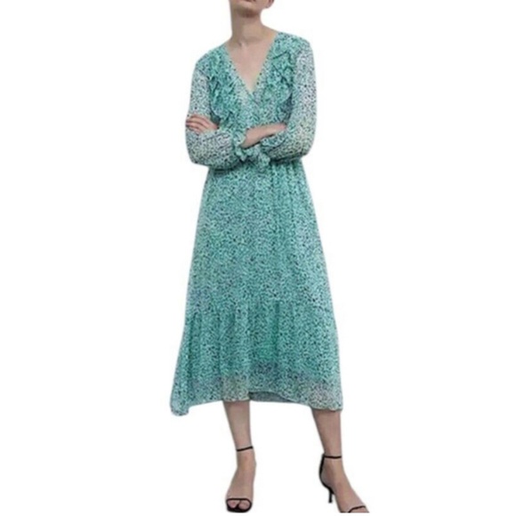 Zara ruffled print dress - Picture 2 of 5